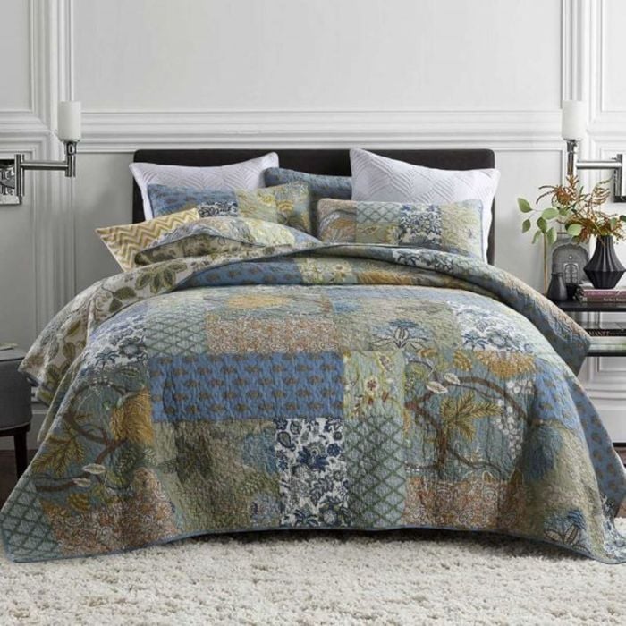 Quilted King/Super King Size Cotton Coverlet Bedspread Set Bushlands