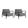 Oikiture Set of 2 Wooden Armchair Lounge Sofa Chair Fabric Accent Armchairs