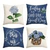 Catzon 4 Pcs Linen Throw Pillow Covers Watercolor Flower for Bed Sofa Decor 50X50cm