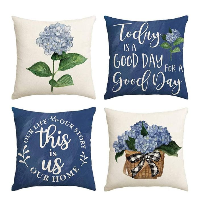 Catzon 4 Pcs Linen Throw Pillow Covers Watercolor Flower for Bed Sofa Decor 50X50cm