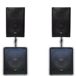 QTX Quad 555 2960W Active 2.2 PA System Bundle|15" Subwoofers + 15" PA Speakers & Poles