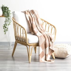 Renee Taylor Newport Checkered Cotton 130x170cm Knitted Throw - Tan