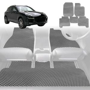 6D Diamond Car Floor Mats for Porsche Cayenne 92A 2011-2017-Full Set-Grey-Outback GT