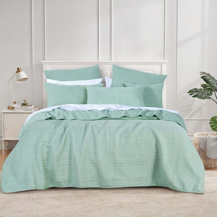 Bianca Cressida Cotton/polyester Sage Bedding Coverlet Set - Queen/king