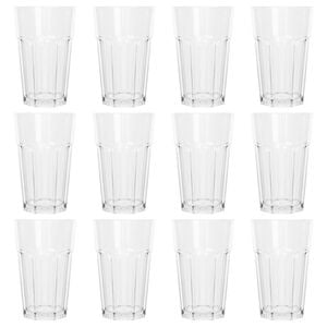 Argon Tableware 400ml Plastic Highball Glasses - Set of 12 - Clear Reusable Cocktail Champagne Fizz Cola Tumbler Drinking Cups