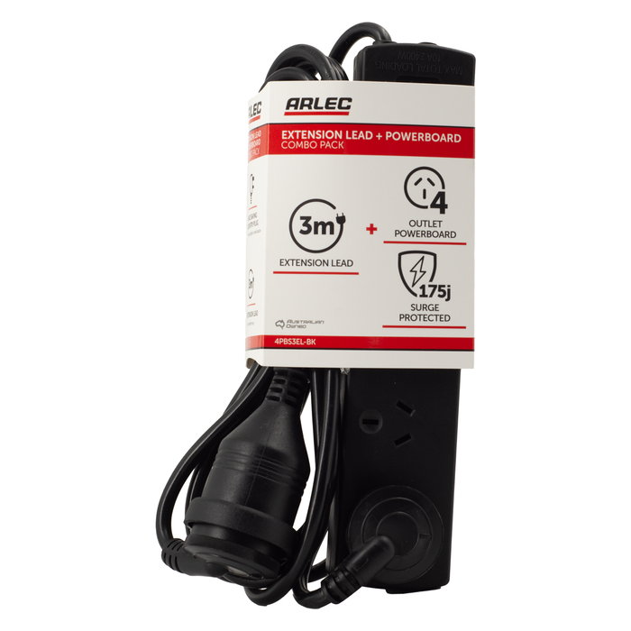 Arlec Surge Protected Powerboard and Extension Lead Combo Pack