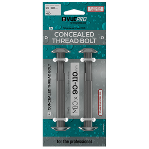 VUEPRO 90-110mm M10 Stainless Steel Concealed Thread Bolt - 2 Pack
