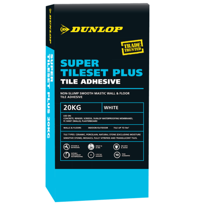 Dunlop 20kg White Super Tileset Plus Tile Adhesive