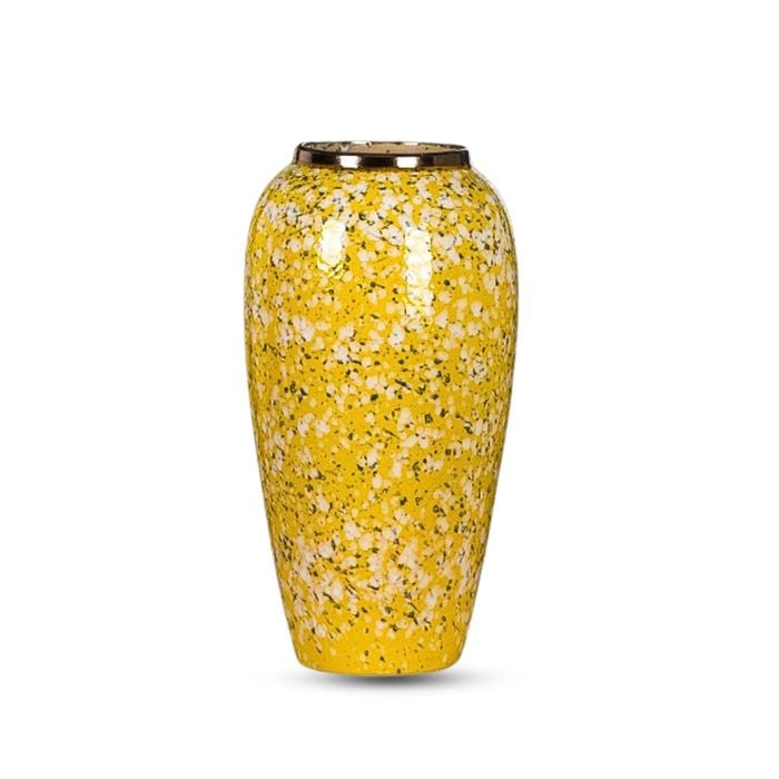 SOGA 35x17cm Floral Ceramic Vase – Yellow