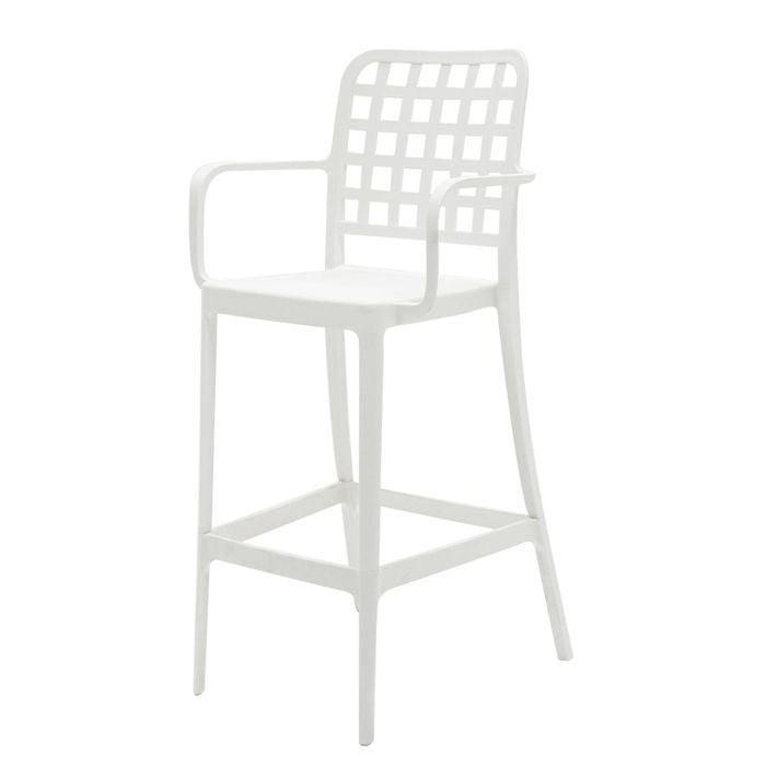 Frankie Resin Barstool with Arms - White