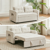 2 Seater Sofa Bed 3 in 1 Convertible, Pullout Sleeper Sofa with Adjustable Backrest, Spacious Multifunctional Couch, Beige