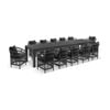 Santorini 3.55m Outdoor Aluminium Dining Table Charcoal With 12 Chairs & Denim Grey Cushions