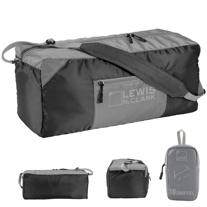 Lewis N. Clark 18" Packable Foldable Travel Compact Duffle  Black/Grey