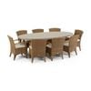 Tamarama Outdoor Oval Concrete Look Dining Setting Brushed Wheat With 8 Kai Wicker Chairs & Cream Cushions
