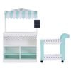 Teamson Kids My Dream Bakery Shop Dessert Stand and Rolling Pastry Cart Playset with Pretend Baked Goods, White/Mint