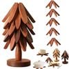 Catzon Wooden Tree Trivet Set Stackable Hot Pot Coasters-NutBrown5