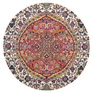 The Rug Connection Gallery 867 Off White 240x240cm - Large Round Transitional Pet Friendly Indoor Rug