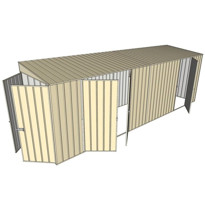 Build-a-Shed 1.5 x 6 x 2m Skillion Double and Single Hinged Side Doors Shed - Cream