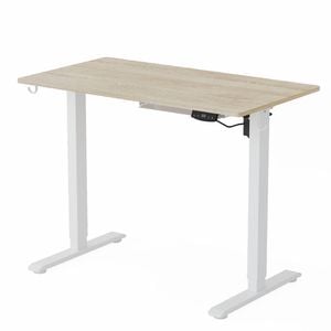 Ufurniture Standing Desk Electric Height Adjustable Whole Piece Oak Desktop and White Frame 100cm