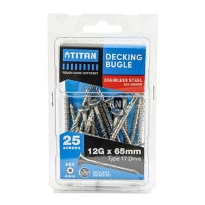 Titan 12G x 65mm Decking Bugle Stainless Steel 304 - Pack of 25