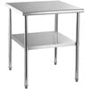 Vevor 76.2x76.2x91.4cm Stainless Steel Work Table Silver for Commercial Food Prep