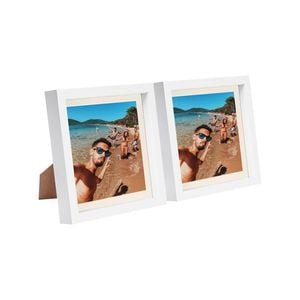 Nicola Spring 8" X 8" White 3d Box Photo Frames - 6" X 6" Mount - Pack Of 2