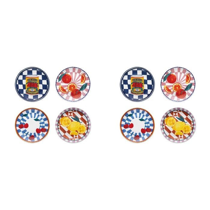 8pc Porto Valentina Porcelain Side Plates 20cm Assorted