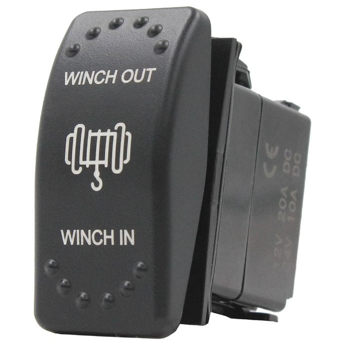 Switch Boss Dual Green LED Laser Etched Rocker Switch - Winch In/Winch Out (Momentary Up/Down)