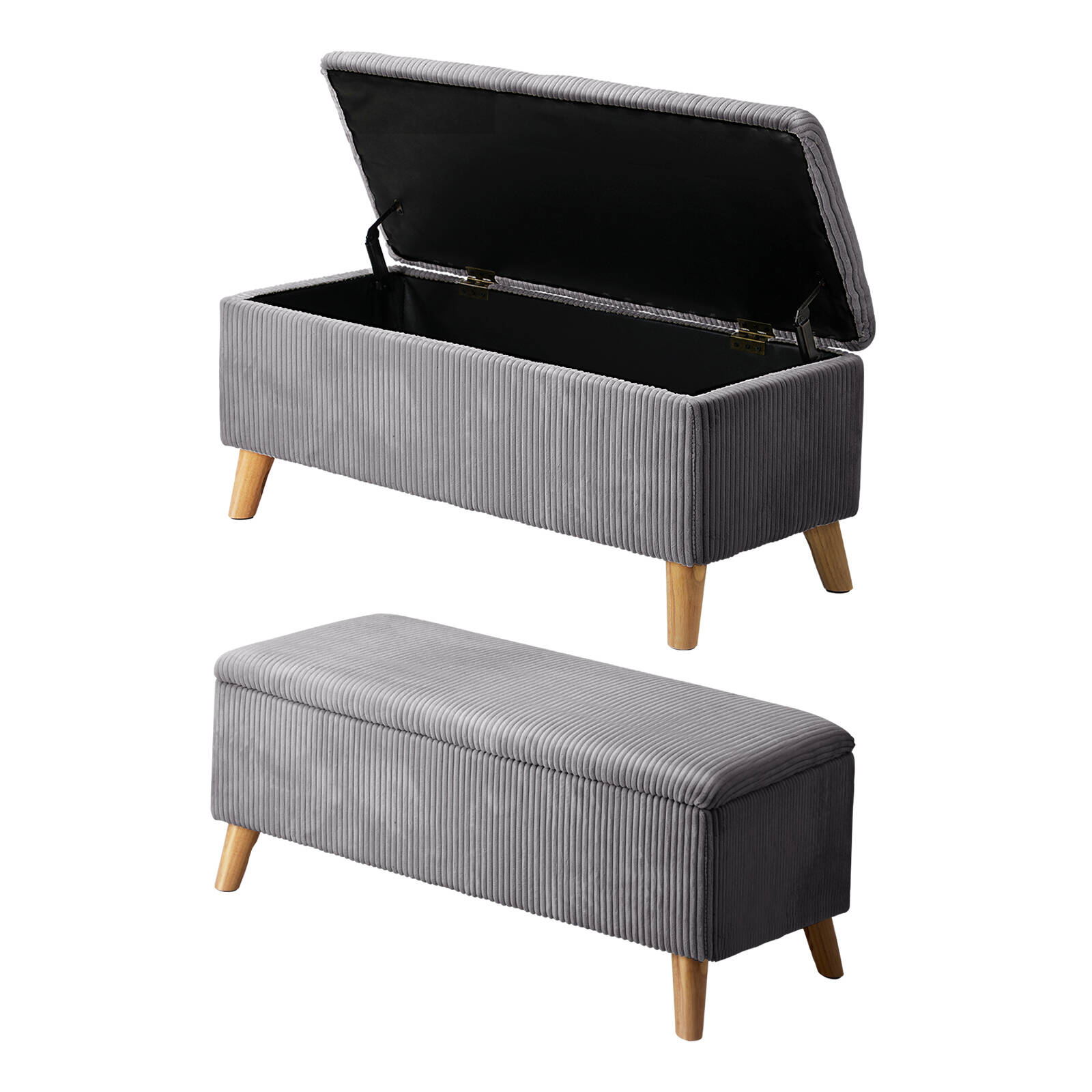 Oikiture Storage Ottoman Blanket Box Chest Footstool Grey Bunnings Australia
