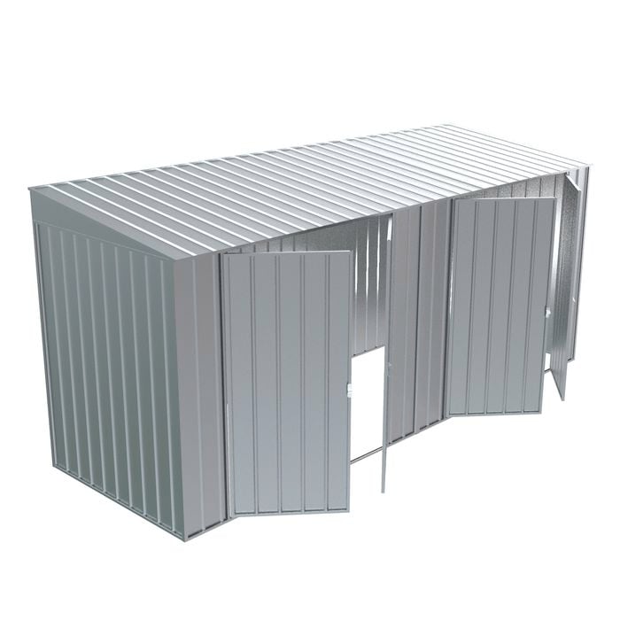 Build-a-Shed  1.5 x 4.5 x 2.0m Skillion Double Plus Double Hinged Side Doors Shed - Zinc