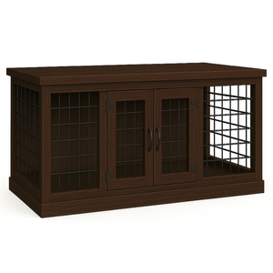 Paws and Willow Open Plan Espresso with Espresso Top  Wooden Dog Crate Hinged Door with Mesh