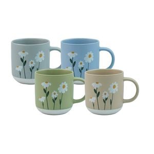 Bundanoon New Bone China Coffee & Tea Mugs Set 4 - Daisy 365ml