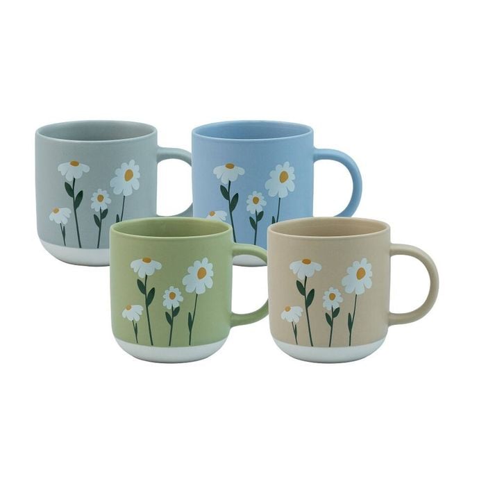 Bundanoon New Bone China Coffee & Tea Mugs Set 4 - Daisy 365ml