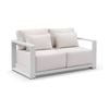 Whitehaven 2 Seater Outdoor Aluminium Lounge White & Sunbrella Canvas Cushions