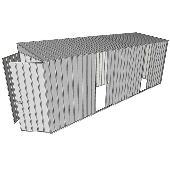 Build-a-Shed 1.5 x 5.2 x 2m Dual Single Sliding Side Door Skillion Shed - Zinc