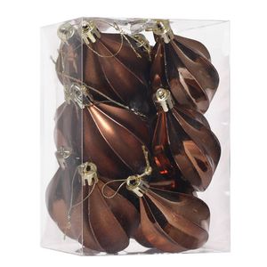 Catzon 12 Pcs Finial Drop Christmas Ornaments Shatterproof Baubles with String for Holiday-Coffee