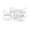 Hugo Outdoor 4 Seater Ceramic/aluminium Dining Table White With Santorini Chairs & Olefin Grey Cushions