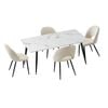 Oikiture 5PCS  Dining Set 120cm Rectangle Dining Table with Dining Chairs Sherpa White