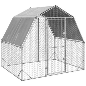 vidaXL Chicken Run with Roof 2.5x2x2.25 m Galvanised Steel walk-in chicken run