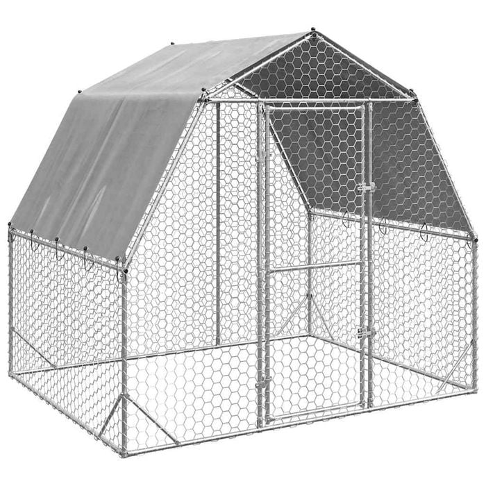 vidaXL Chicken Run with Roof 2.5x2x2.25 m Galvanised Steel walk-in chicken run