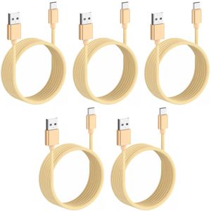 iWill 5 Pack 2m Long Data Transfer Charger Charging USB Type C Cable Cord Bulk Braided Gold Nylon