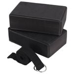 NNETM Yoga Block and Strap Set Non-Slip Foam Stretching (Black)