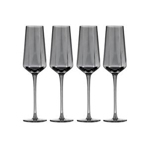 4PK Tempa Jaxon Charcoal Geometric Champagne Drinking Glasses 26cm