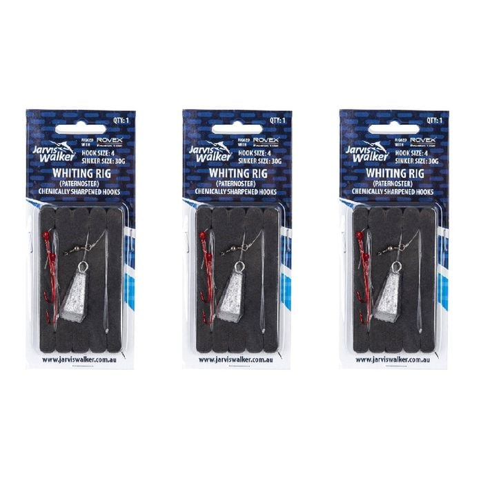 3x Jarvis Walker Paternoster Whiting Rig with 30g Sinker Size 4
