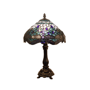 G&g Rose And Dragonfly Tiffany Table Lamp Blue