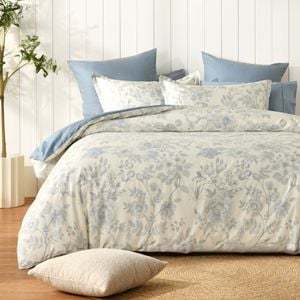 Dreamaker 100% Cotton Reversible Quilt Cover Set Odette Double Bed