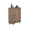 Tallboy with 5 Storage Drawers Solid Acacia Wooden Frame in Silver Brush Colour