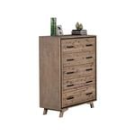 Tallboy with 5 Storage Drawers Solid Acacia Wooden Frame in Silver Brush Colour
