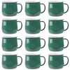 Argon Tableware 375ml Enamel Belly Mugs - Green - Set Of 12 Metal Drinking Cups Coffee Teacup Mug Set Hot, Cold Drinks Cups