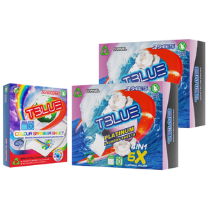TBLUE Twin Pack Laundry Sheets + Color Grabber Bundle - Chanel 50 Loads